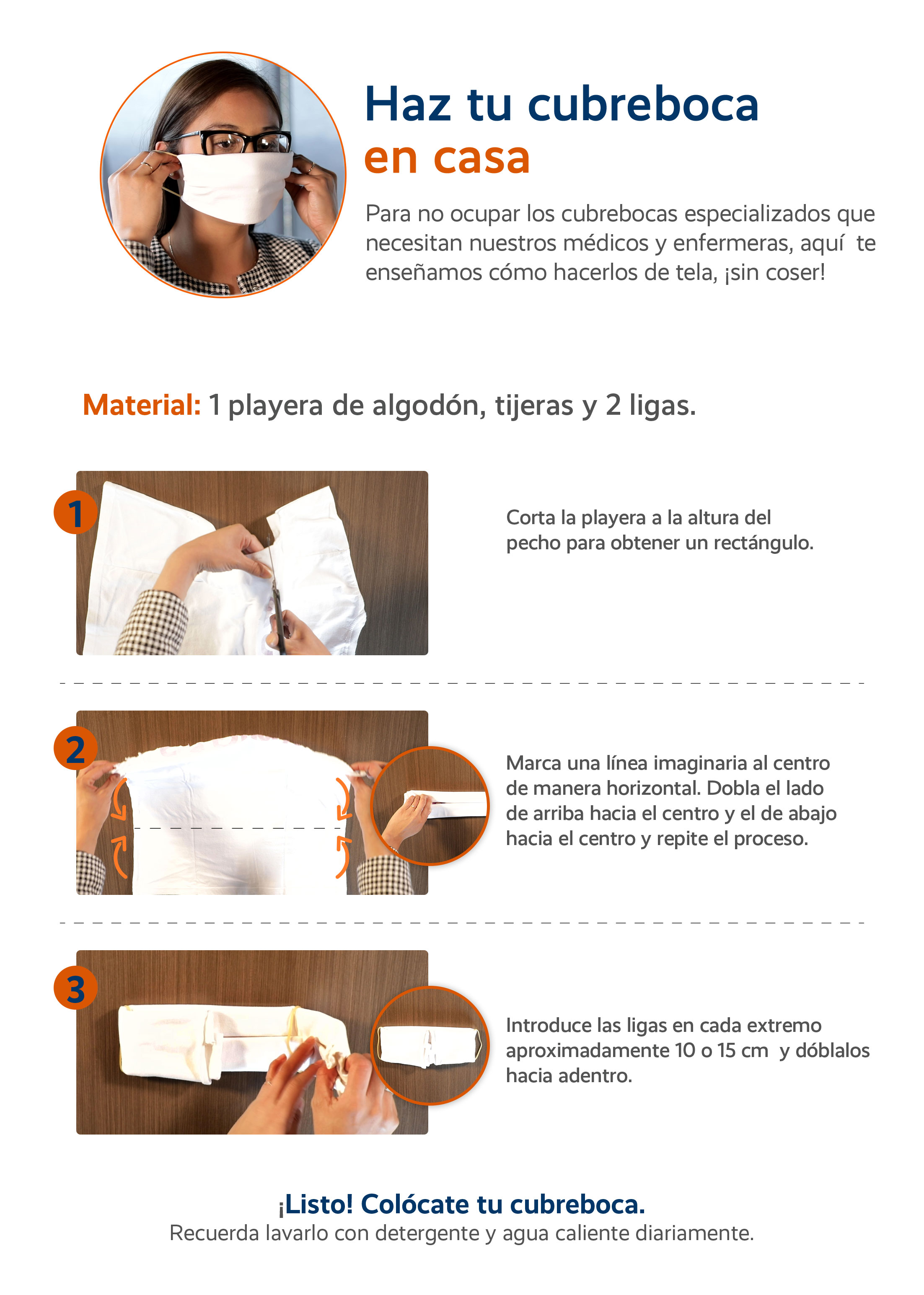Como hacer un cubrebocas sin cocer